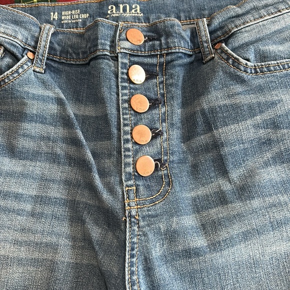 a.n.a. a new approach size 14 high rise wide leg crop blue jeans - Picture 3 of 7
